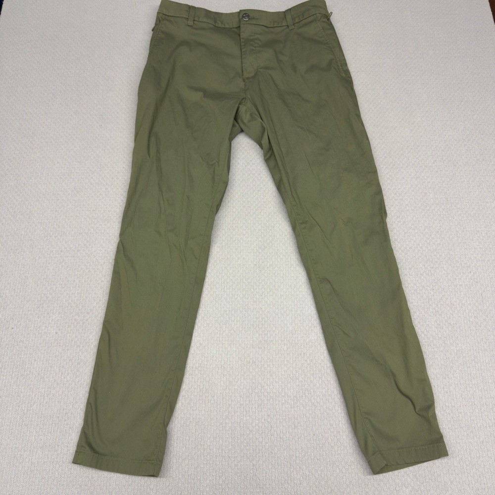 Birddogs Pants Mens 34x32 Army Green Lined Performance Chino Slim Fit Casual
